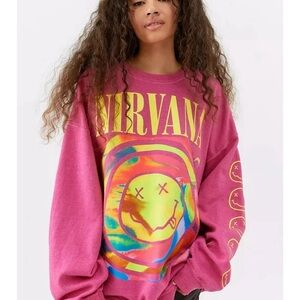 NIRVANA Vibrant Pink Graphic Sweatshirt